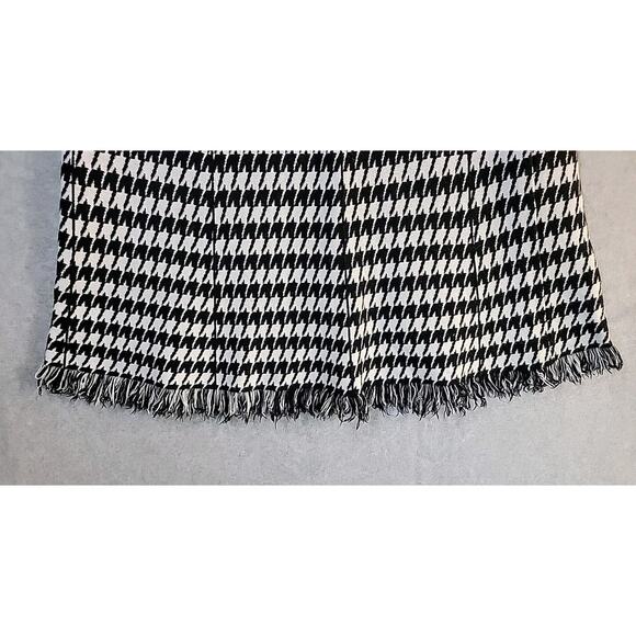 VERSONA Women’s Sz M Black White Houndstooth Knit Skirt A-Line Midi Fringe NWT - Picture 2 of 8